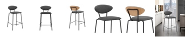Armen Living Neo Faux Leather and Metal Counter Height Bar Stool, Set of 2
